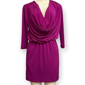 Boston Proper Tie Front Cowl Mini Dress in Deep Fuschia/Acai Berry Size 10